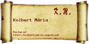 Kolbert Mária névjegykártya